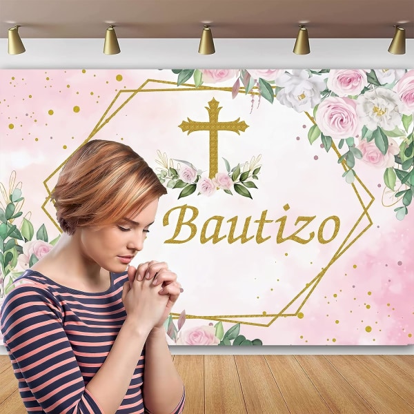 5x3Ft Mi Bautizo Tausta Kaste Baby Shower Ensimmäinen ehtoollinen Juhla Uskonnollinen Risti Tausta Juhlakoristeet Valokuvaustarvikkeet