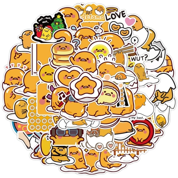 Gudetama klistremerker 60 stk japanske late egg klistremerker vinyl vanntette klistremerker vannflaske bærbar koffert bagasje skateboard dekorasjoner