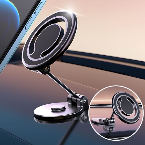 Magnetisk bilholder, stærk magnetisk telefonholder til bilinstrumentbræt, legeret foldemagnetisk bilholder kompatibel med iPhone 14 13 12 Magsafe telefon