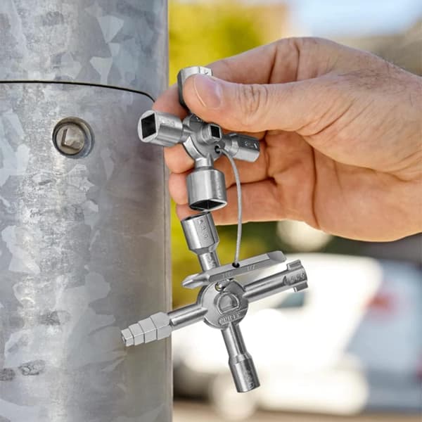 Universal key for electrical cabinets for all standard cabinets and locks for control cabinets, windows and locking systems
