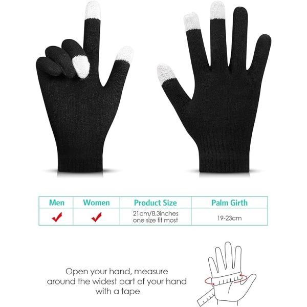 Vinter Touchscreen Handsker Stretchy Strik Touchscreen Handsker Unisex varme teksthandsker til kvinder og mænd