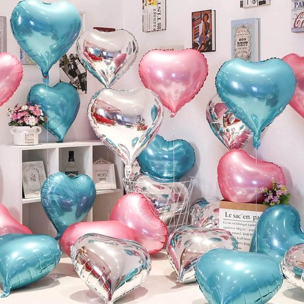 10 stk perleblå folie hjerteformede ballonger 18 tommer hjerte mylar ballonger for baby shower bryllup Valentine dekorasjoner kjærlighet ballonger