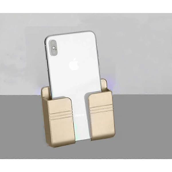 Wall Organizer Storage Box Remote Control Mounted Mobile Phone Socket Charging Wall Mount Multifunctional Holder Gold Holder