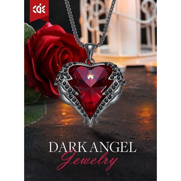 Angel Wing Love Heart Halskjeder for kvinner, sølvtone/gulltone anheng halskjede Smykkegaver til henne på jul, Valentinsdag