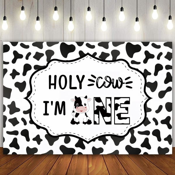 5x3Ft Holy Cow I'm One Fødselsdag Dekorationer til Pige eller Dreng Første Fødselsdag Festartikler Baggrund Baby Shower Fest Banner Polyester Stof