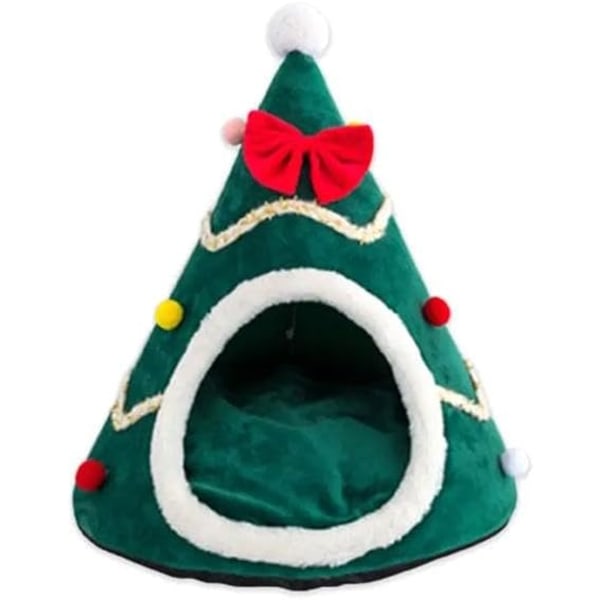 Christmas Dog Bed Self-Heating House Mat 2 in 1 Cave Cute Sofa Kitten Hut for Small Supply Green,M