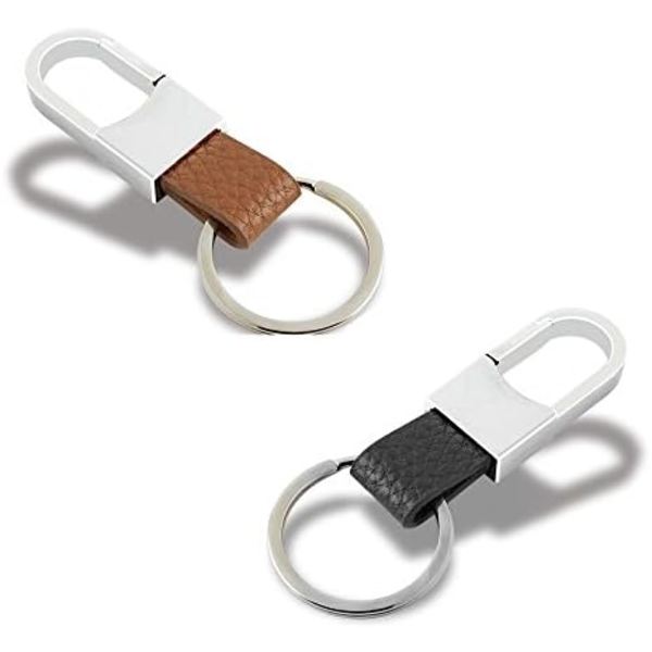 Premium Mjukt Bil Läder Nyckelring Nyckelhållare, Nyckelorganisatör För Män Kvinnor(2-PACK)