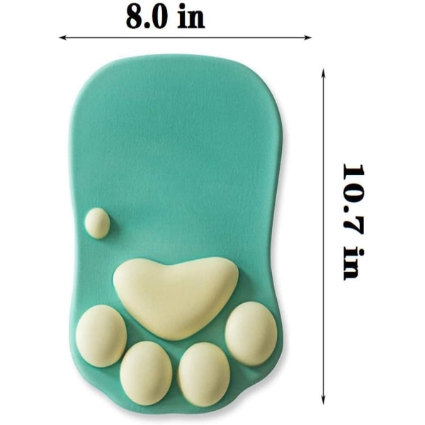 Musmatta med katt tass med handledsstöd Mjukt silikon handledsstöd halkfri ergonomisk musmatta för kontor datorspel skrivbordsdekor 10,7x7,8x0,9''