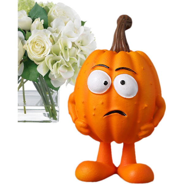 Ekspressive Gresskar, Mini Resin Gresskar Statuer | Senterstykke Halloween Bord Hylle Dekor Innendørs og Utendørs Bord for Spøkelseshus, Fester