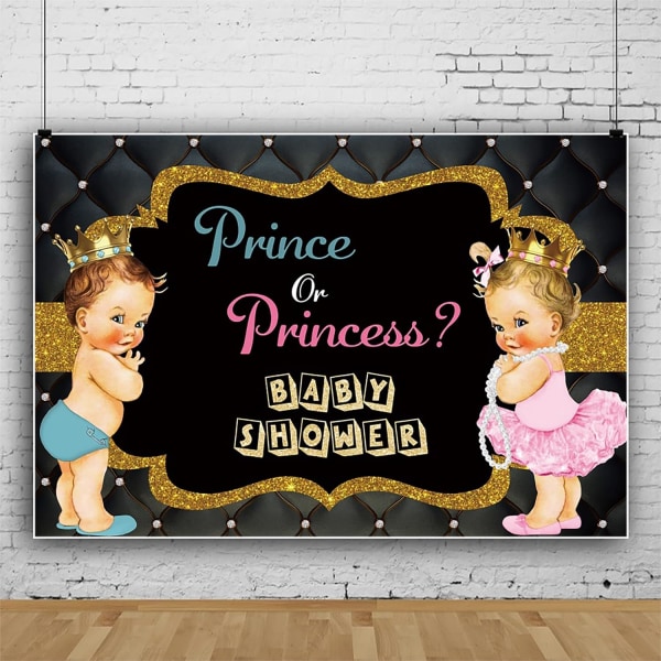 7x5ft Baby Shower Baggrund Royal Black Diamonds Fotografi Baggrund Unisex Køn Afsløring Fest Dekoration Graviditet Meddelelse Banner