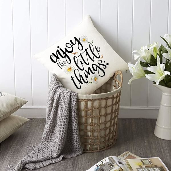 Dekorativa kuddfodral 18x18 Daisy Decor Utomhus Sommar Soffa Överkast Kuddfodral Set om 4 Gul Blå Blommig Blommig Bondgård Solros Dekor