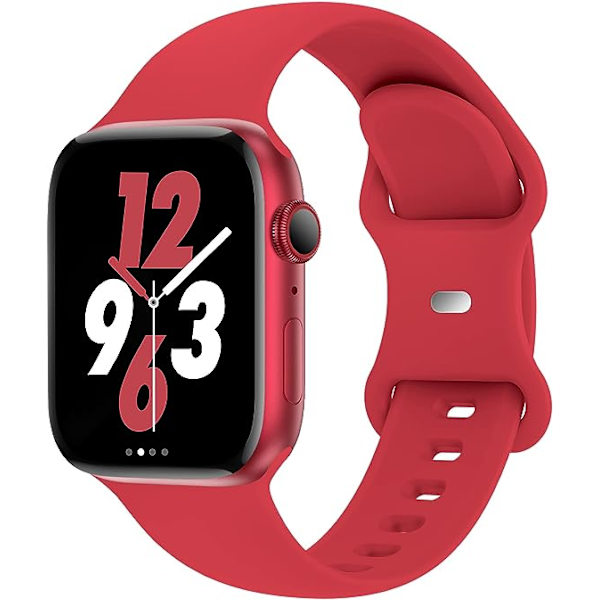 Remme til Apple Watch 38mm 40mm 41mm, bløde silikone sportsremme til kvinder og mænd (rød)