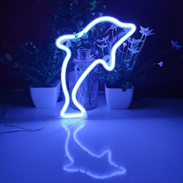 Delfiini Neon-kyltit, LED-valot Pöytäkoristelu, Tyttöjen Makuuhuoneen Seinäkoriste, Lasten Syntymäpäivälahja, Hääjuhlatarvikkeet Yrityslahjat Neon-kyltit (sininen)
