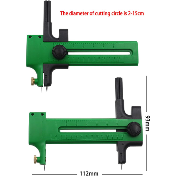 Justerbar kompasformet roterende papirskærer til børn, scrapbooking, kortfremstilling, dekoration, papircirkel, lædercirkelskæreværktøj, blå