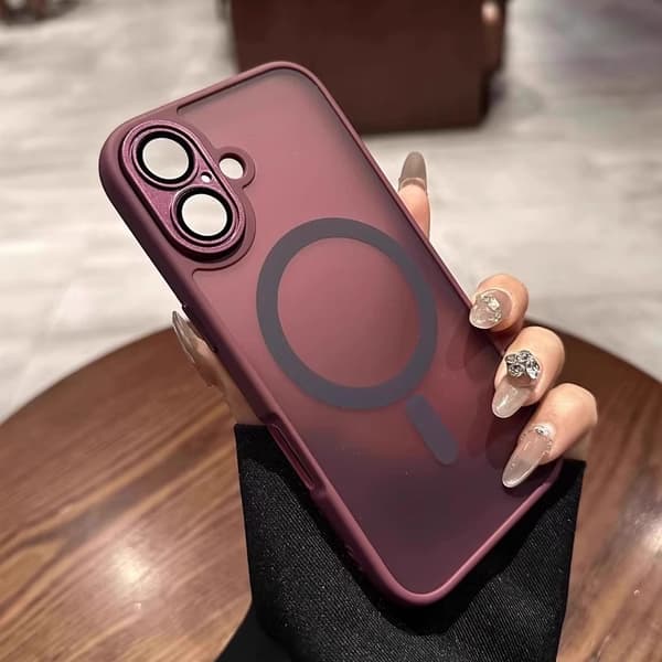 Case for iPhone 17, Camera Protection, Integrated Magnetic Ring, Compatible with Magsafe, Drop Protection, Translucent Matte Back Claret iPhone 17