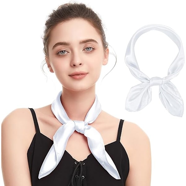 Sidenkänsla Halsduk Kvadratisk Chiffon Halsduk Enfärgad Bandanas Retro Halsdukar för Kvinnor Halsduk Handväska Halsduk