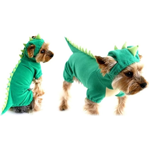 Hundedinosaurdesignkostyme Grønne kjæledyrklær for mellomstore og store hunder (grønn, L)
