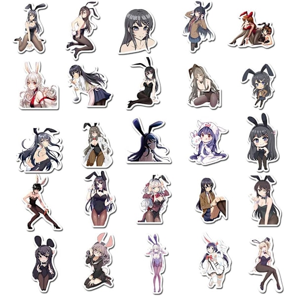 50 kpl tarroja, Anime Buta Yarou wa Bunny Girl Senpai, Rascal ei haaveile puputytöstä Senpai vedenpitävät sarjakuva vinyylitarrat koristeluun