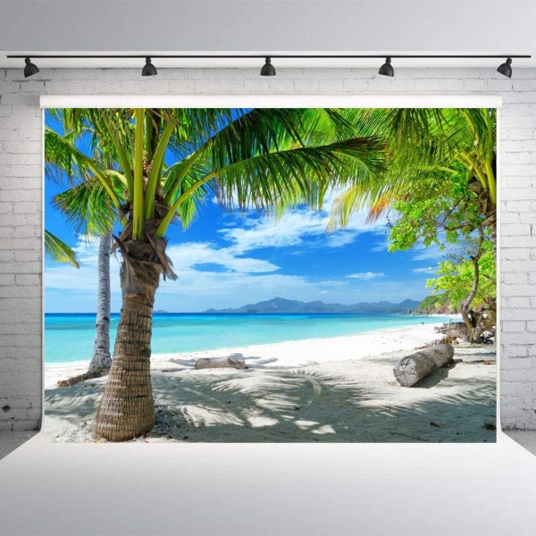 8x6ft Tropisk sommerstrand Fotografi Baggrunde Hawaiian Luau Fest Blå Himmel Hav Baggrund til Udendørs Foto