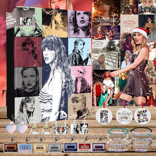 Taylor-Swift Adventtikalenteri 2023 Joululoma Syntymäpäivä Countdown-kalenteri 24 kappaleella lapsille aikuisille faneille, lasten lahja (A)