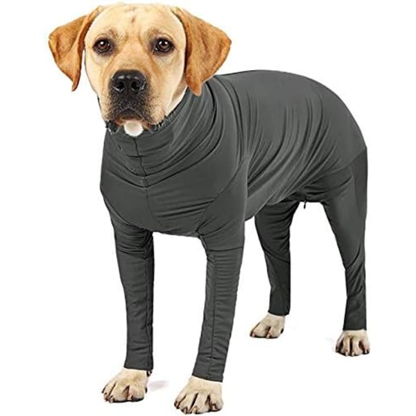 Dog Onesie Efter operation Pet Surgical Recovery Suit Anti Shedding Bodysuit för Kvinnlig Hanhund Långärmad Claming Pyjamas med Ben Grå/M