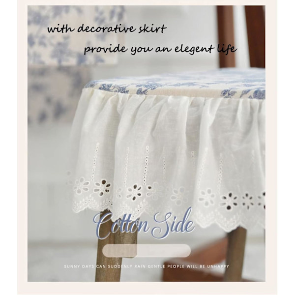 Shabby Chic Stolepude, Spisestuestolpude med Flæse, Indendørs Stolehynder med Skridsikker Bund, Komfortabel Hyndepolstring med Linjemontering