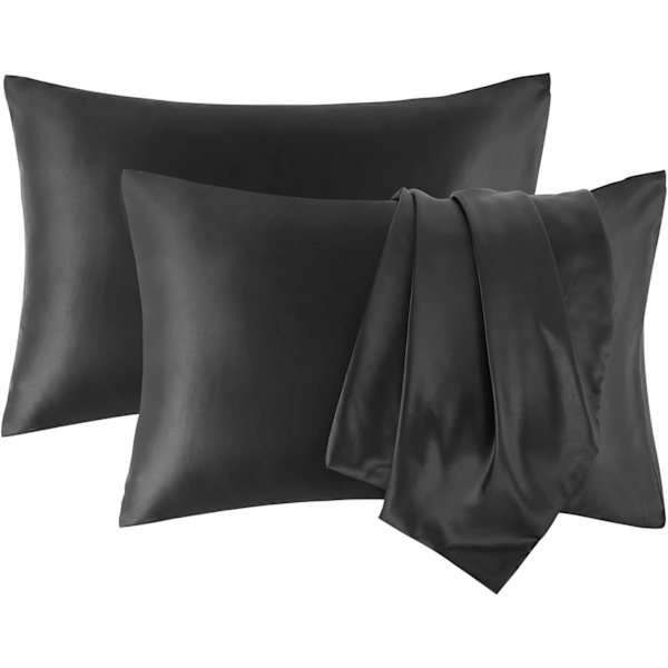 Putetrekk Queen Size 2-pak, Sateng Putetrekk 20x30 tommer, Putetrekk med Konvoluttlukking, Pustende, Hudvennlig (Svart)