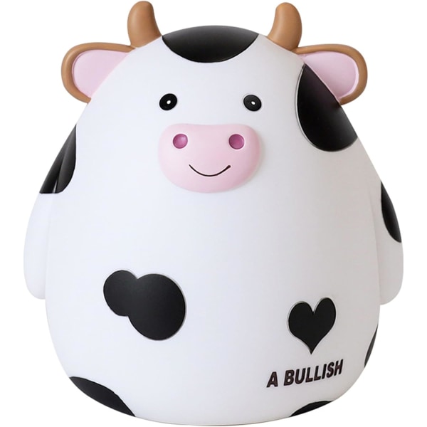 Lehmän säästöpossu, lasten rahapankki pojille, söpöt kolikkopankit, suuret säästöpossut, muovisten eläinpankkien syntymäpäivä (valkoinen)