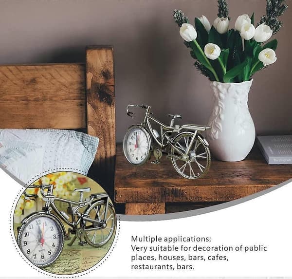Alarm Clock Bicycle Clock Retro Table Clock for Decoration and Time Setting