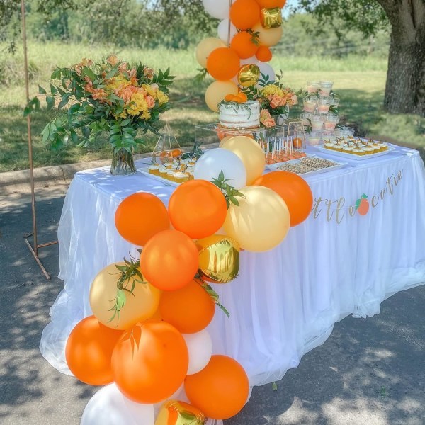 Oransje ballonger - 129 stk forskjellige størrelser 5/10/12/18 tommers lateksballonger Garland Arch Kit