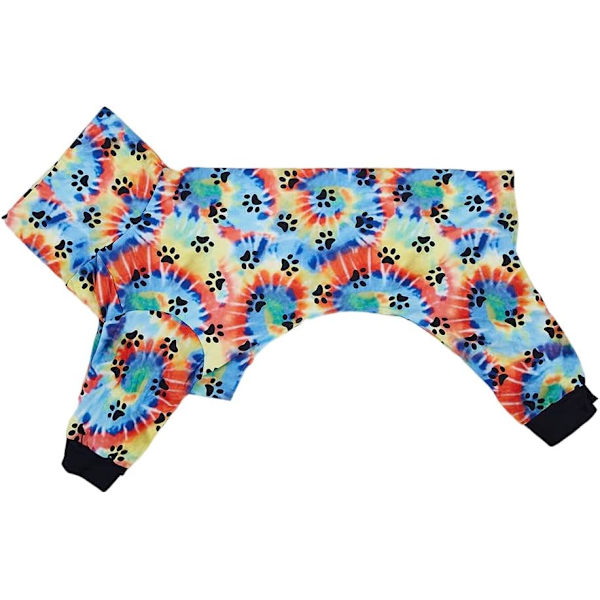 Koirapyjama keskikokoisille ja suurille koirille, tassukuvioitu vinttikoirapyjama, haalari, sininen -koko X Large