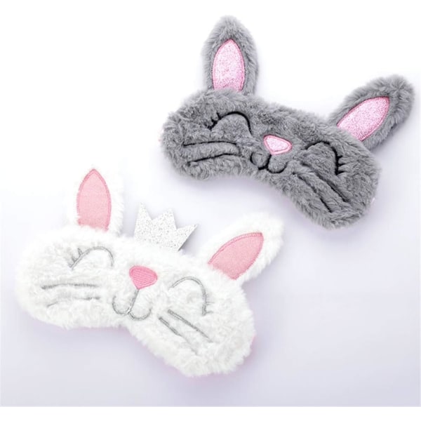 Cute Animal Sleeping Sleep Mask Soft Plush Blindfold Cute Rabbit Panda Koala Eye Cover Eyeshade for Kids Teens Girls Women (Rabbit Grey)