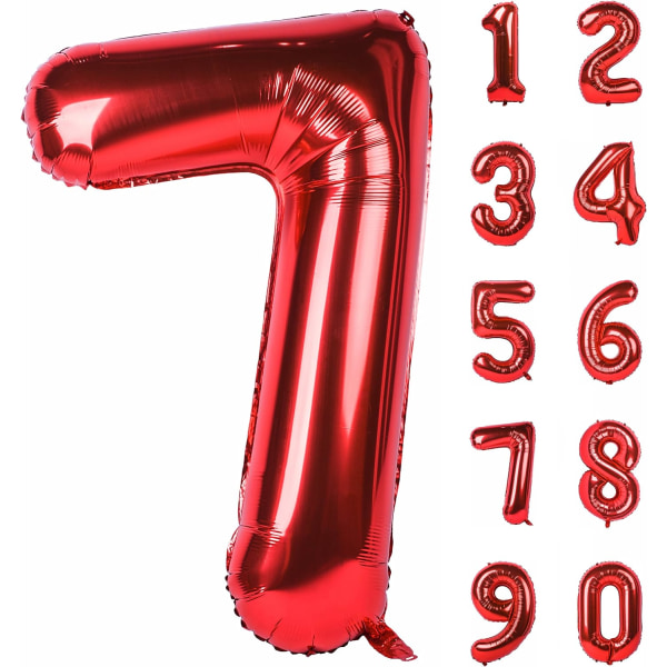 40 tommer rød store tal 0-9 fødselsdagsfest dekorationer Helium folie Mylar stort tal ballon Digital syv
