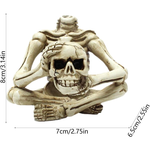 Skeletfigurer Miniaturer | Skeletstøtte i harpiks | Kreative kranieornamenter til indendørs hjem til udendørs dekoration Veranda Plæne Have Terrasse