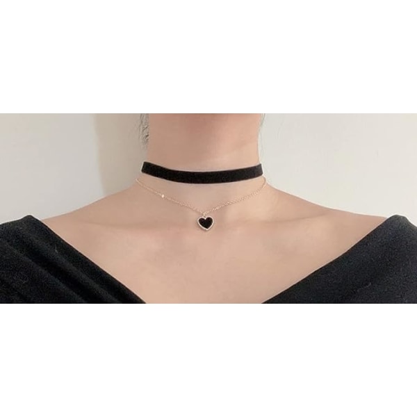 MOMOCAT Sydän Kaulakoru Säädettävä Punainen Choker Klassinen Kaulus Kaulakorut Naisille ja Tytöille Sametti Choker Kaulakoru