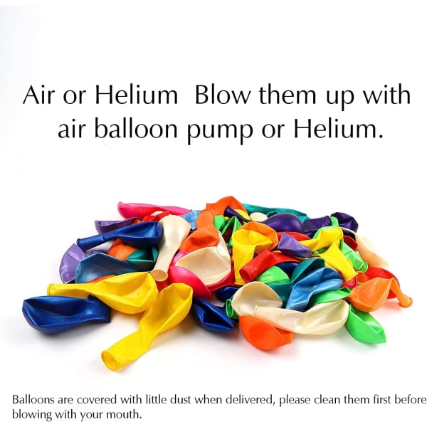 120 ballonger assortert farge 12 tommer regnbue lateks ballonger, 12 lyse farger festballonger for bursdag Baby shower bryllupsfest rekvisita bue