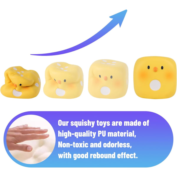 2,75\" Squishies Tärning Kawaii Mjuk Gris Tärning Långsamt Stigande Doftande Squishies Stressavlastande Leksaker Presentkollektion Dekorativa Rekvisita, Gul Kyckling