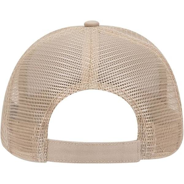 Bomuldstwill 6 Panel Low Profile Mesh Back Trucker Hat - Beige - One Size（56-59CM）