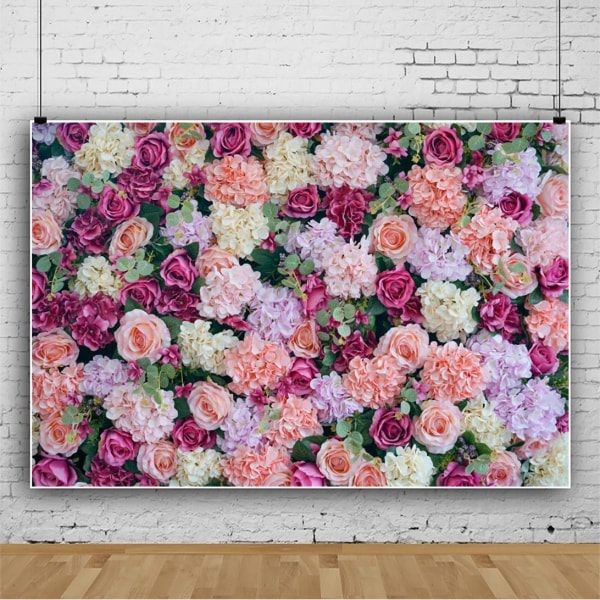 Smuk blomstervæg pink blomst græs bryllupsfest dekoration vinyl foto baggrund klud