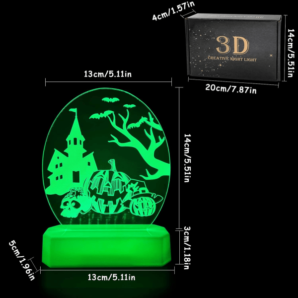 3D Halloween Night Light, Halloween LED Lights Decor, 3D Bordslampa, 3D Effect Night Light Decoration Halloween Indoor Luminous Decor