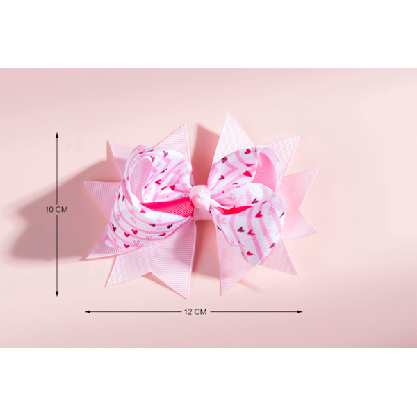 2 stk. sløjfe hårklemmer bånd sløjfe hårnåle boutique hårtilbehør til børn piger (Pink Heart)
