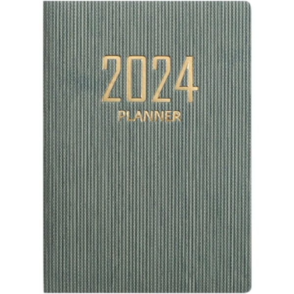 2st, 2024 Planner 2024 Kalender 12 Månadersplanerare 2024-2025 Daglig vecko- och månadsagenda Notebook A7 PU- cover（MÖRKGRÖN）