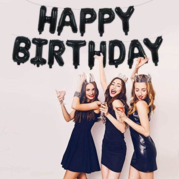 Musta Happy Birthday -ilmapallobanneri 16 tuuman mylar-folioilmakirjaimet syntymäpäiväkylttibanneri