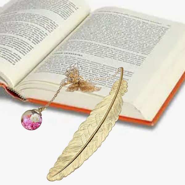 Metal Feather Bookmark ，Birthday Gift Women Teachers & Mothers Day Butterfly Book Mark for Book Lover Librarian Readers