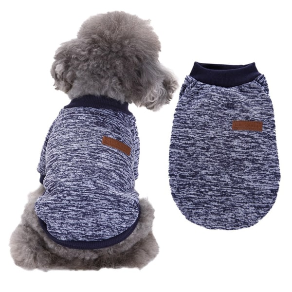 Lemmikkikoiran vaatteet Koiran neule Pehmeä paksuuntuva lämmin Pup Dogs -paita Talvipentupusero koirille (laivastonsininen, M)