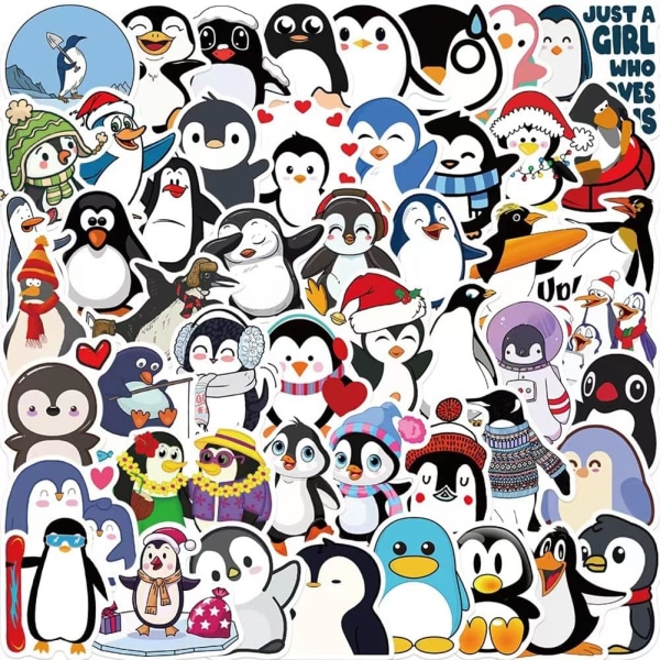 Pingviinitarrat 50 Kpl Penguin Vedenpitävät Vinyyli Tarrat Vesipulloihin Kannettava tietokone Jääkaappi Matkalaukku Tietokone Matkapuhelin Rullalauta Pyörän sisustus