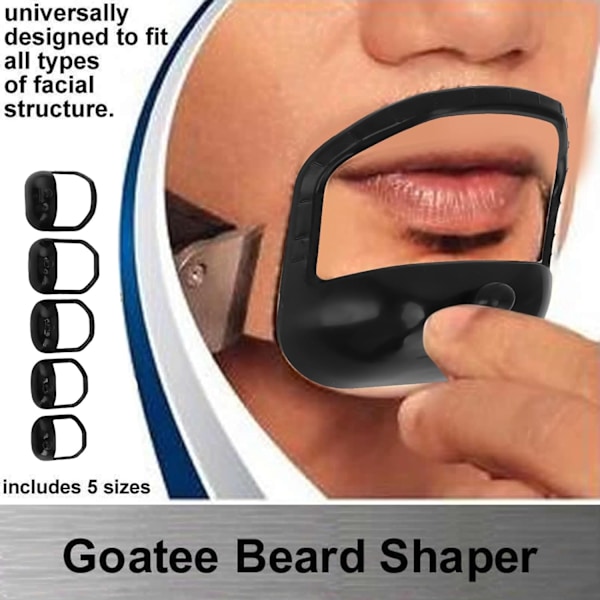 Barbermal for menn, 5 stk. Skjeggbarbermal 5 Størrelser Presis Trimmeskjegg Formingsstyling Guide Shaper Perfekt for hårfestelinje, kanting White