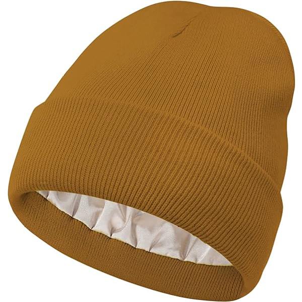 Dame Satin-foret Beanie for Kvinner Strikket Beanies Dame Vinter Beanies for Kvinner Hatter for Menn Mansjett Hodeskallelue