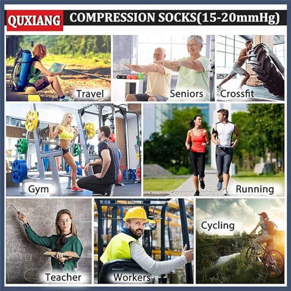 Kopparkompressionsstrumpor för kvinnor och män Cirkulation (8 par) - Bäst för löpning Atletisk cykling - 15-20 mmHg Fitness storlek S/M