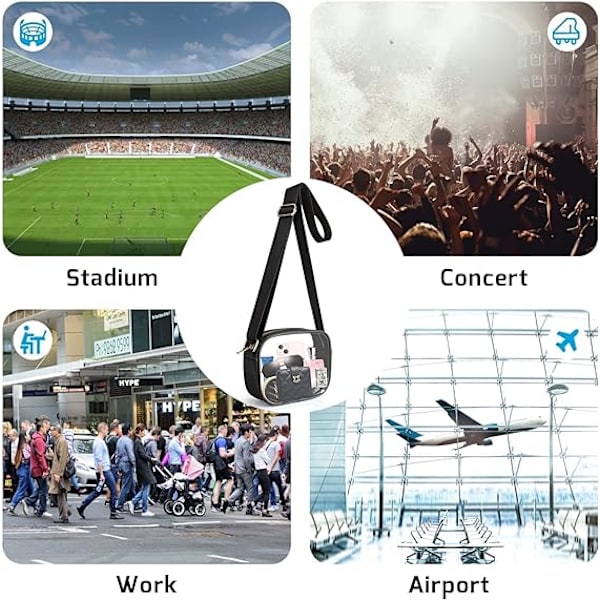 Läpinäkyvä olkalaukku, stadionhyväksytty läpinäkyvä käsilaukku konsertteihin, urheilutapahtumiin ja festivaaleille